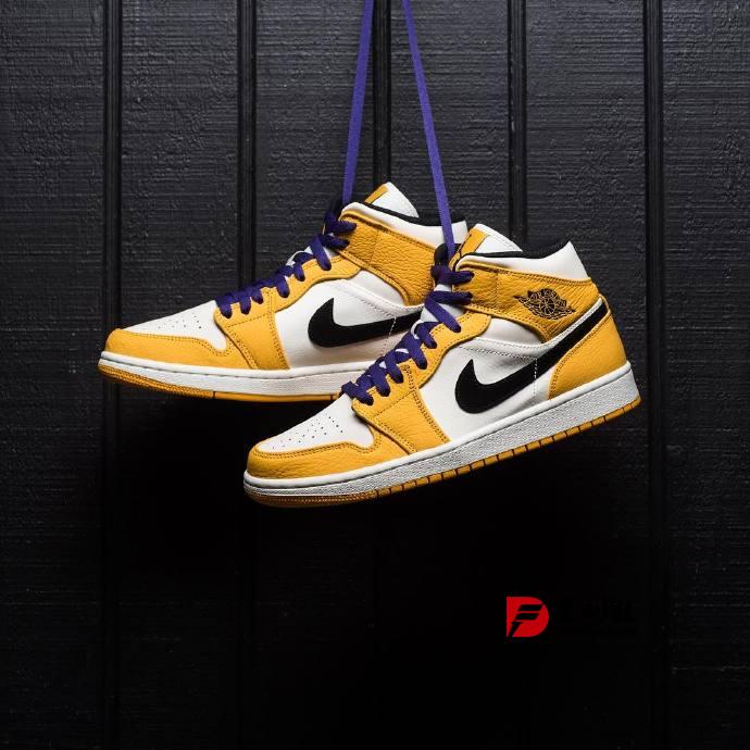 湖人配色 Air Jordan 1 Mid "Lakers" 实物赏析