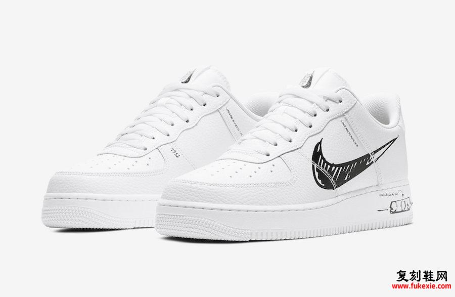 Nike Air Force 1 Low Sketch White Black CW7581-101发售日期